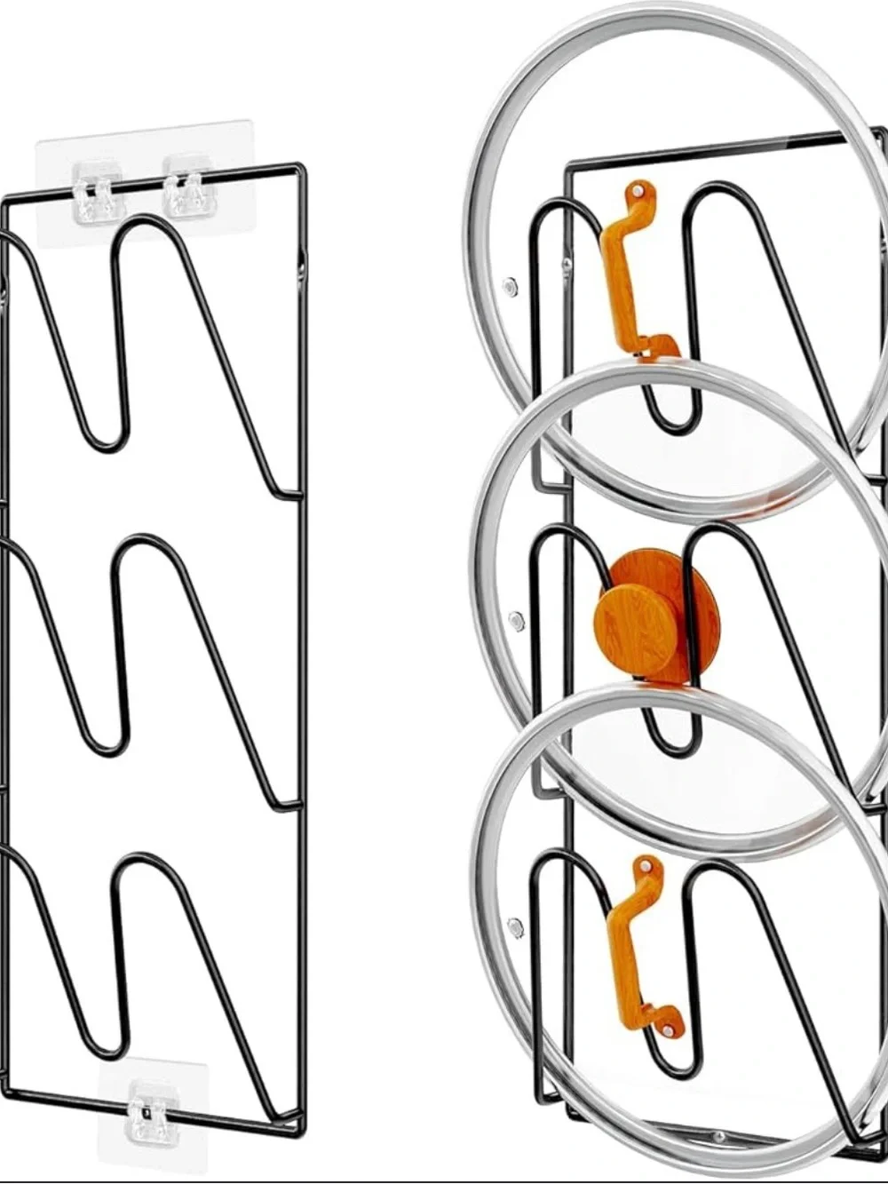NIP 2-Pack Black Metal Pot Lid Organizer Racks